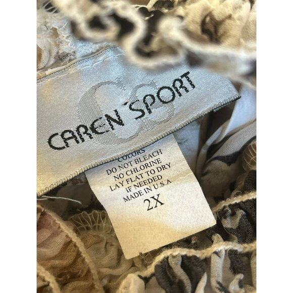 Vintage Caren Sport Bohemian Floral Smocked Mock Neck  Blouse 2X Fairy Y2K 1990s - Picture 4 of 5